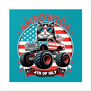 Independence Rumble: Ameowica Cat on the 4th of July Track Posters and Art